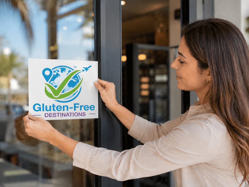 Gluten-Free Hotel Certification Sign at Resort Entrance – GF Destination